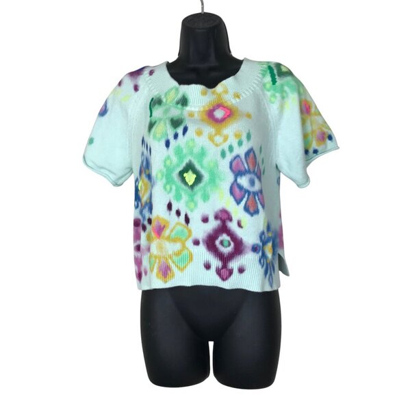 Anthropoligie Meera Embroidered 100% Cotton Knit Tee Size S - Picture 1 of 7